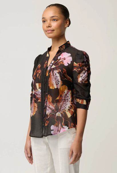 Calantha Cotton Silk Sleeve Shirt - Sunset Orchid