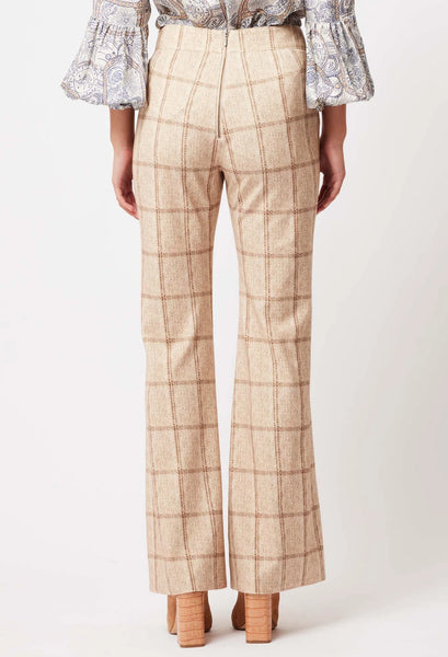 Getty Wide Leg Ponte Pant - Oatmeal Check A FURTHER 15% OFF AUTOMATICALLY APPLIED AT CHECKOUT