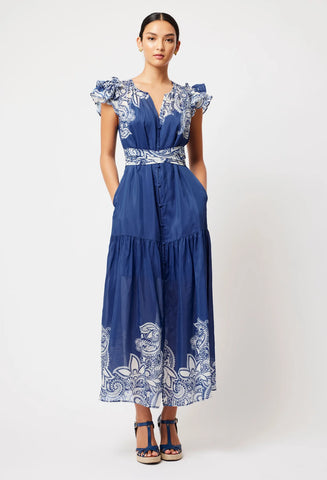 Paradiso Cotton Silk Dress - Nautique Paisley