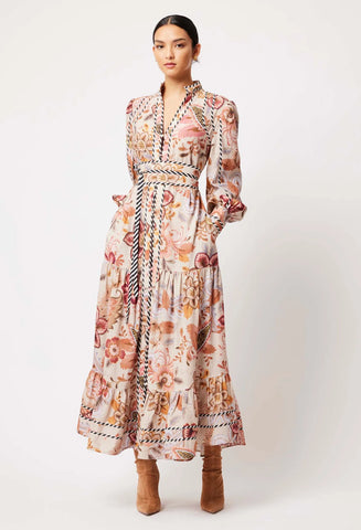 Vega Linen Viscose Dress - Aries Floral Print