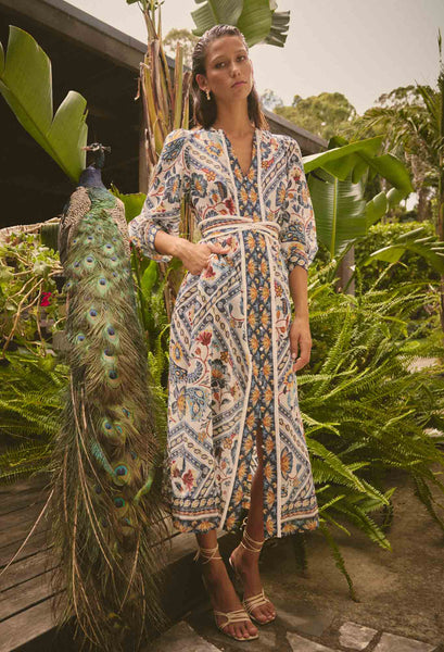 Alexis Silk Cotton Midi Dress - Petinos Floros