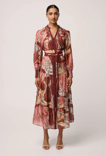 Liliana Cotton Silk Printed Maxi Dress - Cathedral Botanic - et seQ fashion