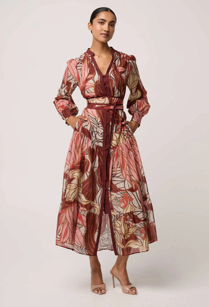 Liliana Cotton Silk Printed Maxi Dress - Cathedral Botanic - et seQ fashion