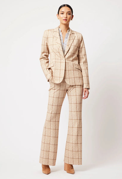 Getty Wide Leg Ponte Pant - Oatmeal Check