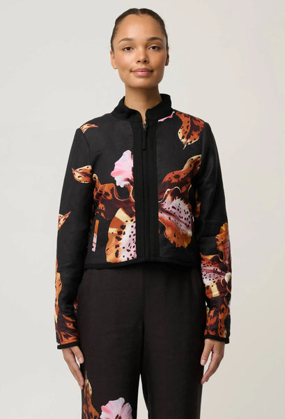 Delray Reversible Linen Viscose Jacket - Sunset Orchid/Noir Orchid