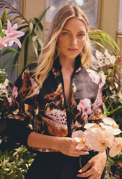 Delray Reversible Linen Viscose Jacket - Sunset Orchid/Noir Orchid