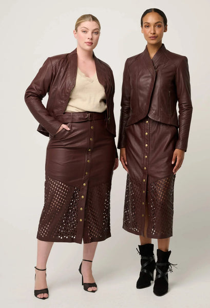 Acer Leather Shawl Collar Detail Jacket - Oxblood