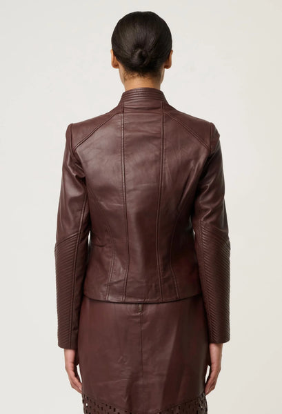 Acer Leather Shawl Collar Detail Jacket - Oxblood