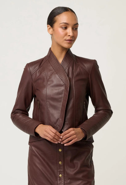 Acer Leather Shawl Collar Detail Jacket - Oxblood