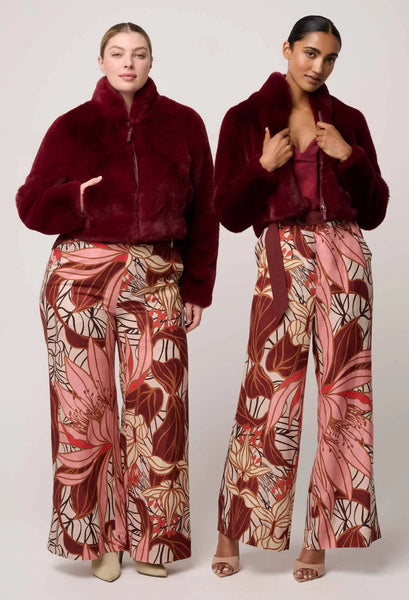 Dawn Faux Fur Cropped Jacket - Bordeaux - et seQ fashion