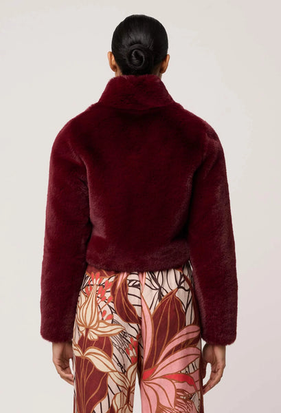 Dawn Faux Fur Cropped Jacket - Bordeaux - et seQ fashion