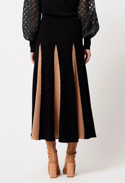 Nova Super Fine Merino Wool Cotton Blend Knit Skirt - Black/Husk A FURTHER 15% OFF AUTOMATICALLY APPLIED AT CHECKOUT
