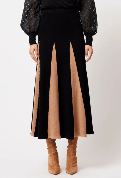 Nova Super Fine Merino Wool Cotton Blend Knit Skirt - Black/Husk A FURTHER 15% OFF AUTOMATICALLY APPLIED AT CHECKOUT
