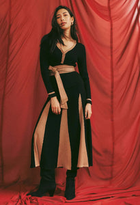 Nova Super Fine Merino Wool Cotton Blend Knit Skirt - Black/Husk A FURTHER 15% OFF AUTOMATICALLY APPLIED AT CHECKOUT