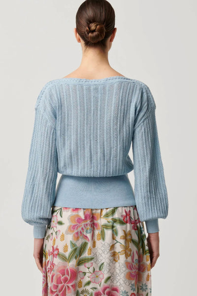 Marley Merino Cotton Knit Top - Cornflower
