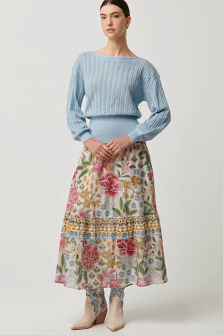 Marley Merino Cotton Knit Top - Cornflower