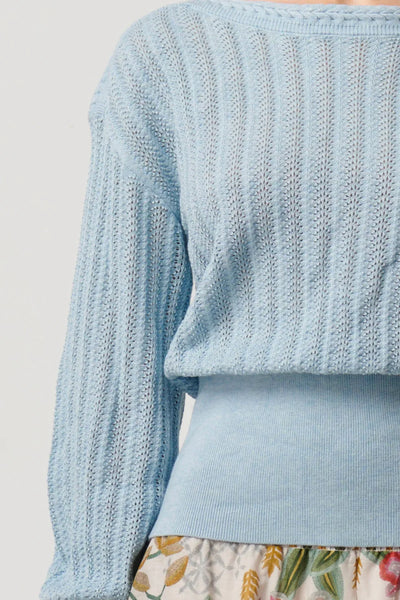 Marley Merino Cotton Knit Top - Cornflower