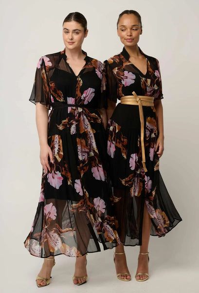 Ceres Sheer Viscose Chiffon Dress - Sunset Orchid