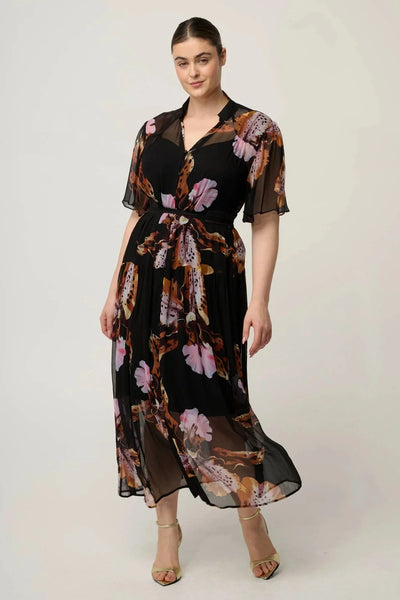 Ceres Sheer Viscose Chiffon Dress - Sunset Orchid