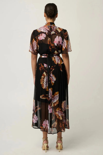 Ceres Sheer Viscose Chiffon Dress - Sunset Orchid
