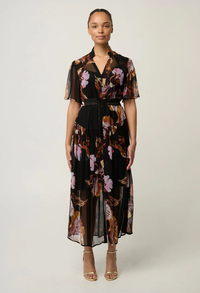 Ceres Sheer Viscose Chiffon Dress - Sunset Orchid
