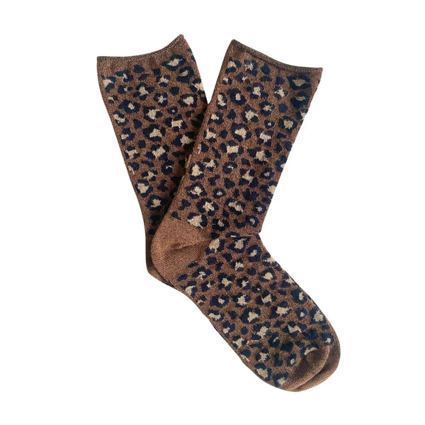 Klue Glitter Lurex Socks - Brown Leopard - et seQ fashion