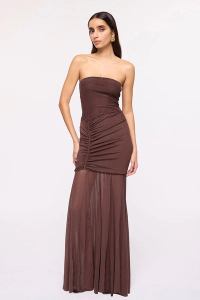 Phoenix Bustier Maxi Dress - Chocolate