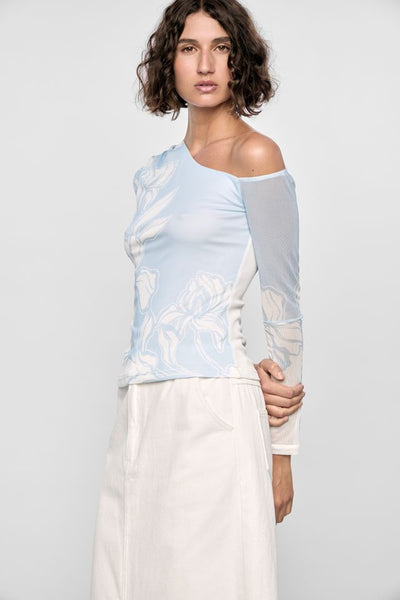 Aurora Mesh Top - Diagonal Floral