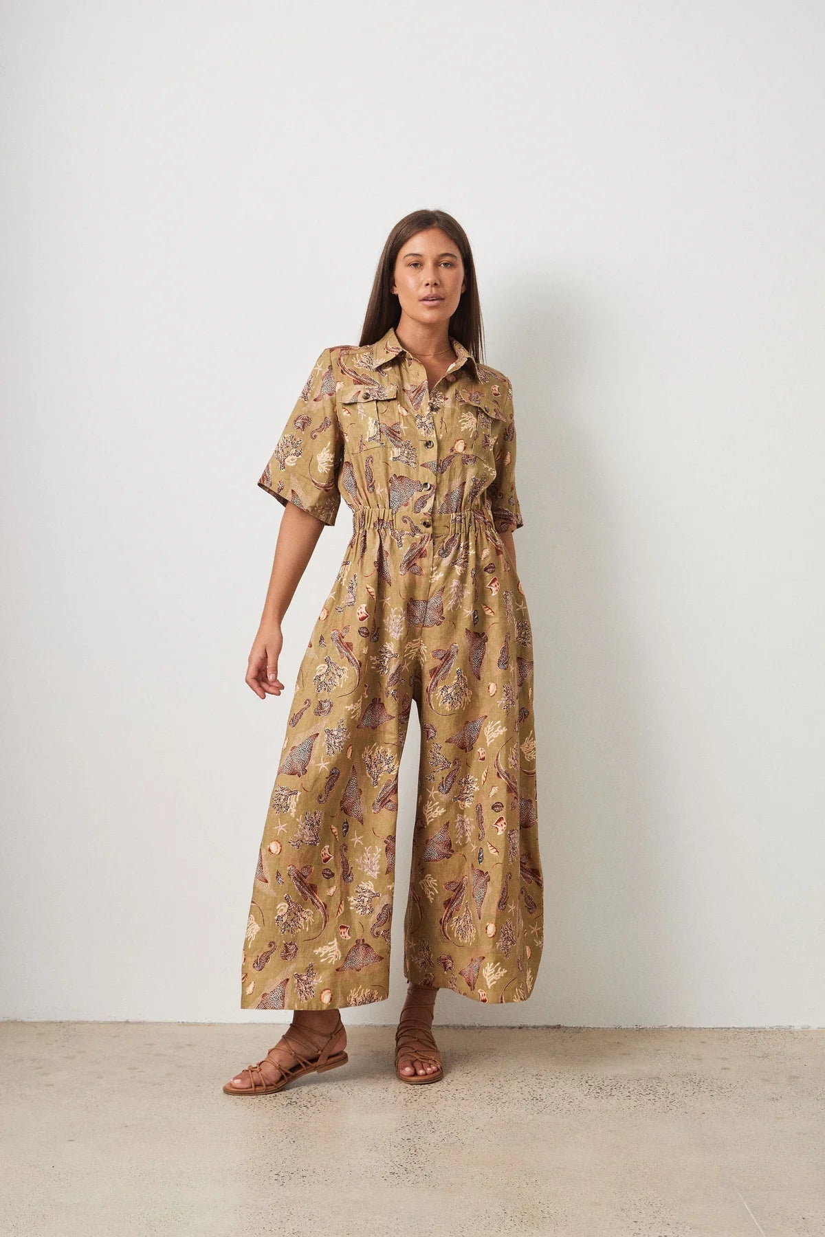 Noosa Jumpsuit - Sealife Khaki - 20% OFF AUTOMATICALLY APPLIED AT CHECKOUT