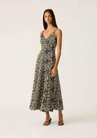 Amelia Embroidery Midi Dress - Black - 25% OFF AUTOMATICALLY APPLIED AT CHECKOUT