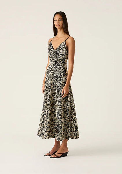 Amelia Embroidery Midi Dress - Black - 25% OFF AUTOMATICALLY APPLIED AT CHECKOUT