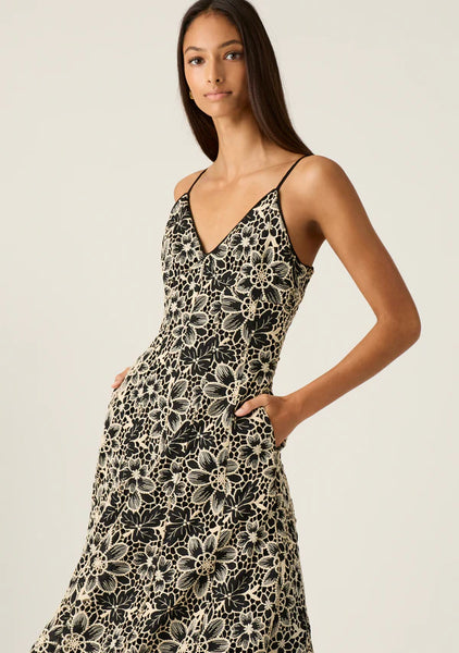 Amelia Embroidery Midi Dress - Black - 25% OFF AUTOMATICALLY APPLIED AT CHECKOUT