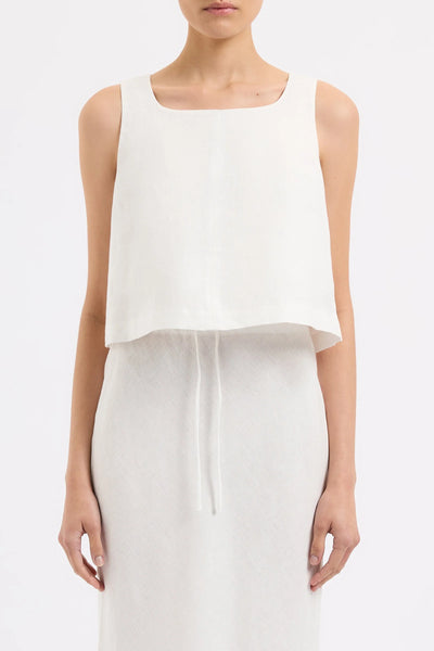 Thilda Linen Top - White - 30% OFF AUTOMATICALLY APPLIED AT CHECKOUT