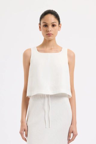 Thilda Linen Top - White - 30% OFF AUTOMATICALLY APPLIED AT CHECKOUT