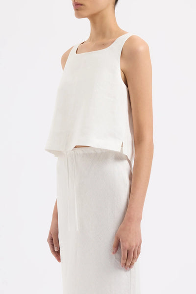 Thilda Linen Top - White - 30% OFF AUTOMATICALLY APPLIED AT CHECKOUT