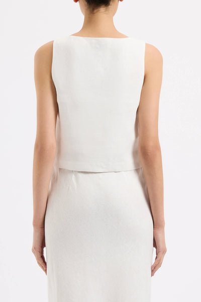Thilda Linen Top - White - 30% OFF AUTOMATICALLY APPLIED AT CHECKOUT