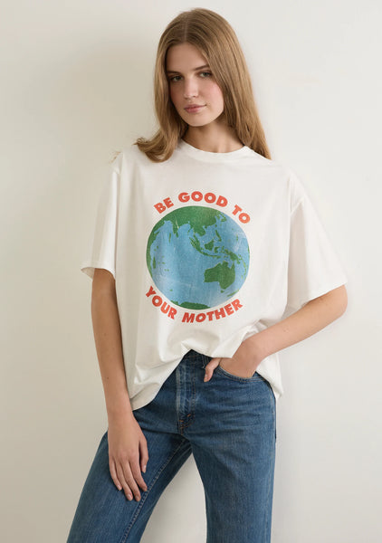 Be Good To Your Mother Boyfriend Tee - White - et seQ fashion