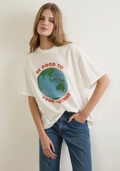 Be Good To Your Mother Boyfriend Tee - White - et seQ fashion