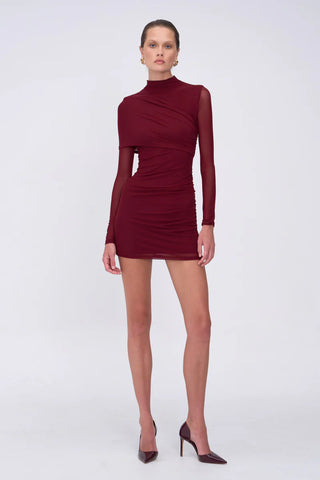 Christy Mesh Draped L/S Mini - Bordeaux - PRE ORDER