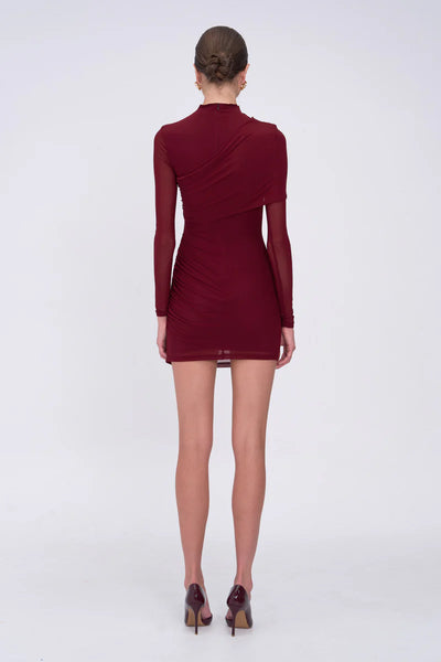 Christy Mesh Draped L/S Mini - Bordeaux - PRE ORDER