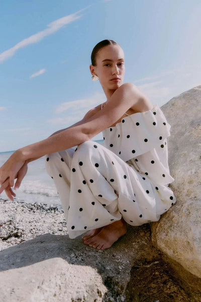 Salliy Print Pant - White Alyssum