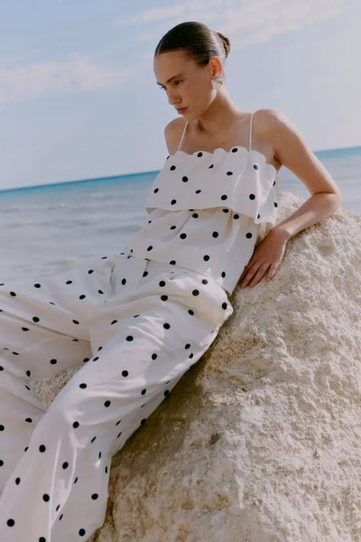 Salliy Print Pant - White Alyssum