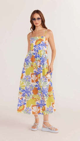 Dahlia Empire Midi Dress - Tropical Print - 25% OFF AUTOMATICALLY APPLIED AT CHECKOUT