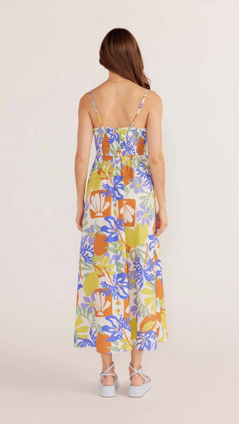 Dahlia Empire Midi Dress - Tropical Print