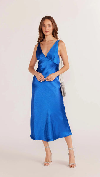 Aoki Bias Slip Midi Dress - Sapphire Blue