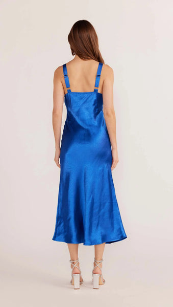 Aoki Bias Slip Midi Dress - Sapphire Blue
