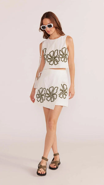 Kimika Embroiderded Mini Skirt - Ivory 30% OFF AUTOMATICALLY APPLIED AT CHECKOUT