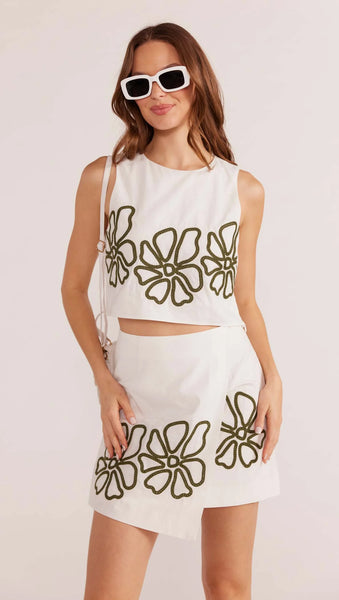 Kimika Embroiderded Mini Skirt - Ivory 30% OFF AUTOMATICALLY APPLIED AT CHECKOUT