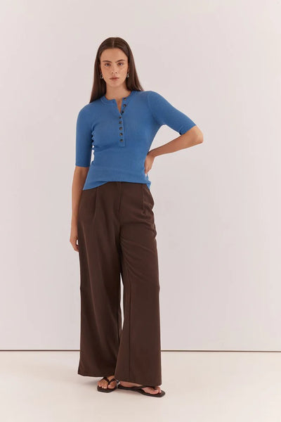Natalie Wide Leg Trouser - Chocolate Brown