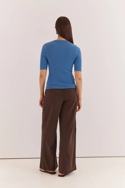 Natalie Wide Leg Trouser - Chocolate Brown